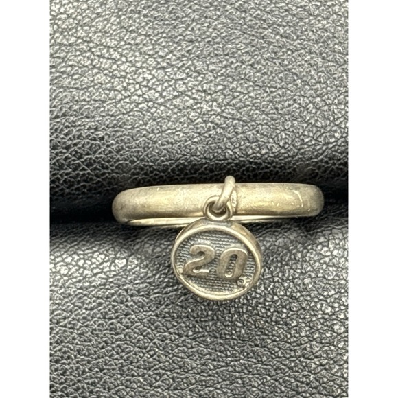 Twenty Jewelry - Vintage Sterling Silver Twenty "20" Dangle Charm Ring Size 7.25 H4
